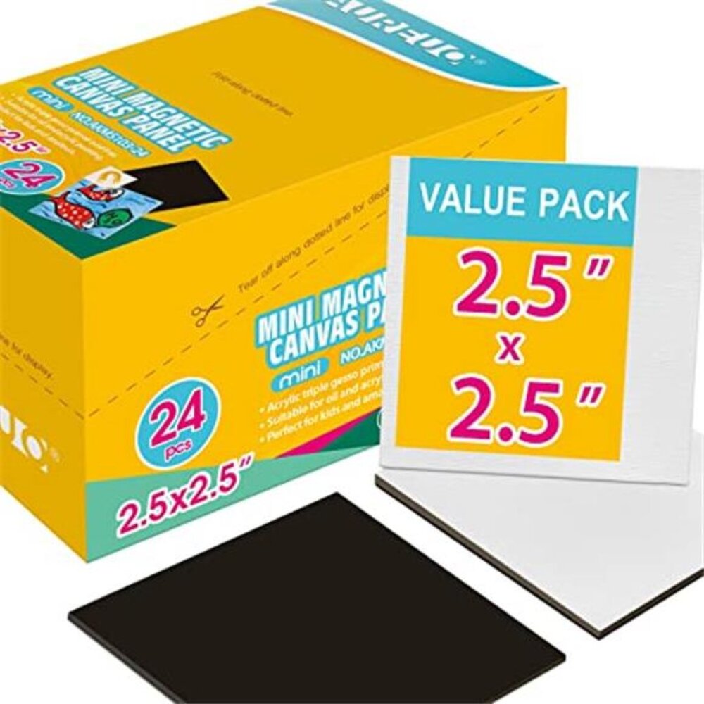 ARTIST GIFT! Mini Magnetic SQUARE Canvases 2.5x2.5 Inch 24 Pack